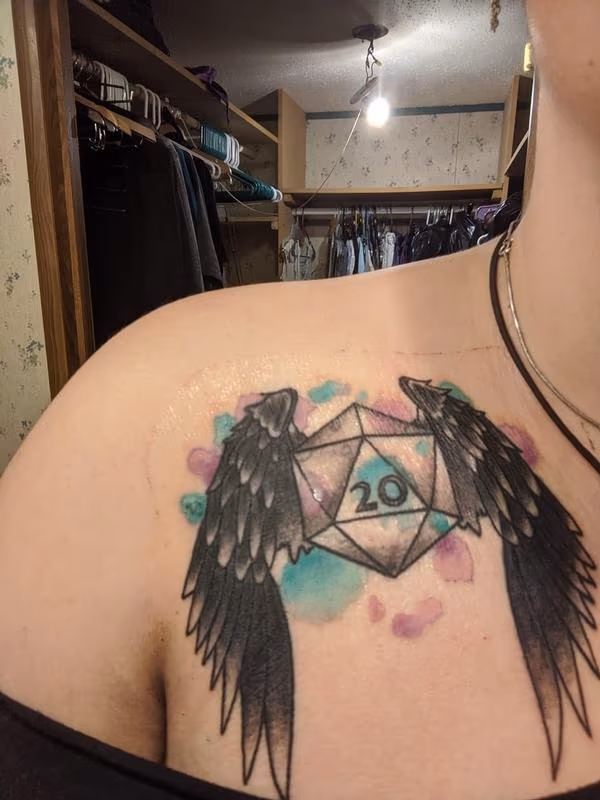 DND watercolor d20 black ravenclaw