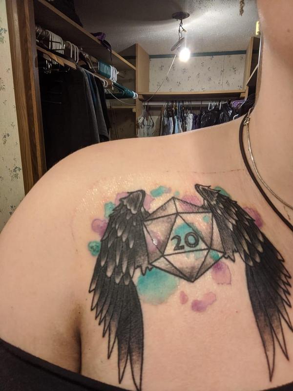 DND watercolor d20 black ravenclaw