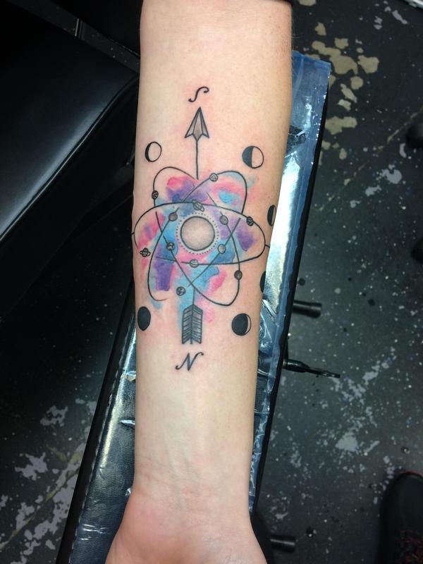 Watercolor atomic space theme