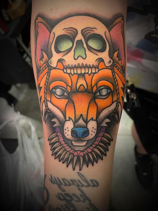 Neo Traditional Fox and Skull