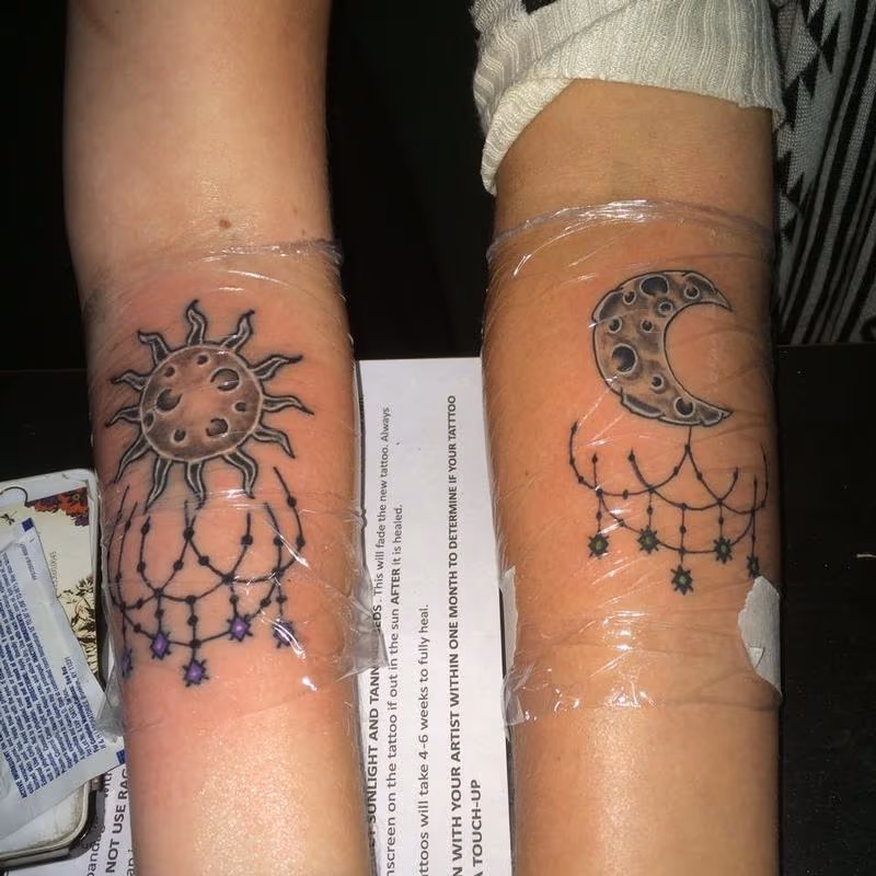 sun and moon matching tattoos