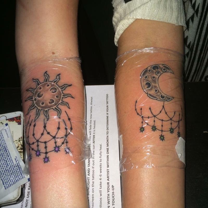 sun and moon matching tattoos