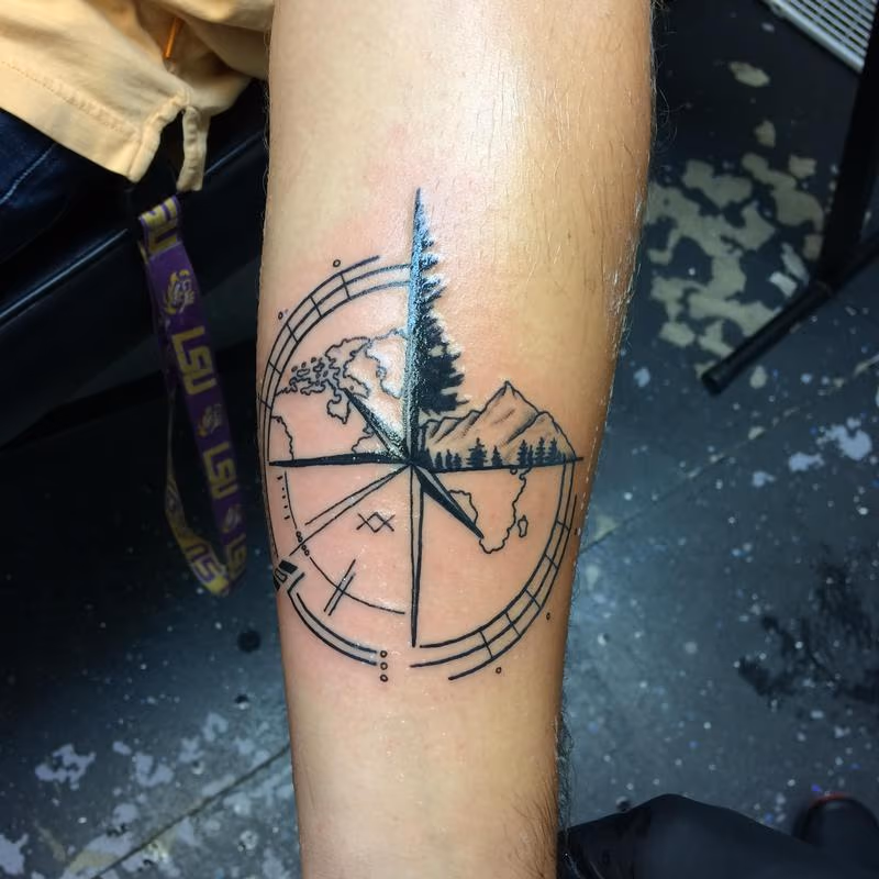Black work custom compass