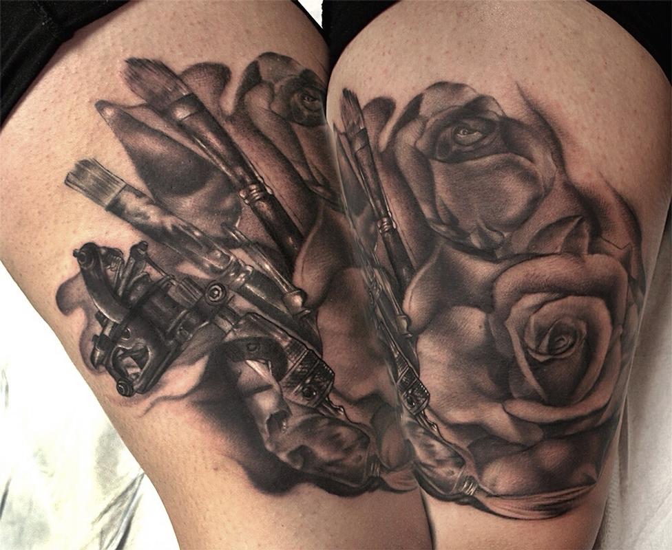 Day of the dead black and gray hand tattoo