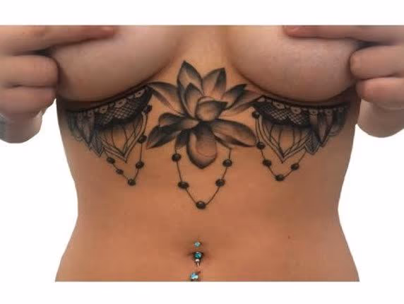 Black and Gray sternum tattoo, Frichard Adams Art Junkies Tattoo