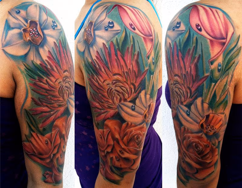 Flower Half Sleeve Brent Olson Art Junkies Tattoo