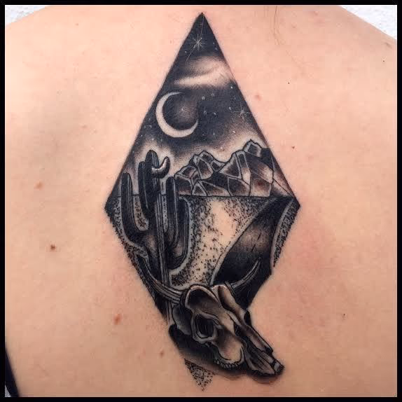 Black and Gray traditional desert sense tattoo, Frichard Adams Art Junkies Tattoo