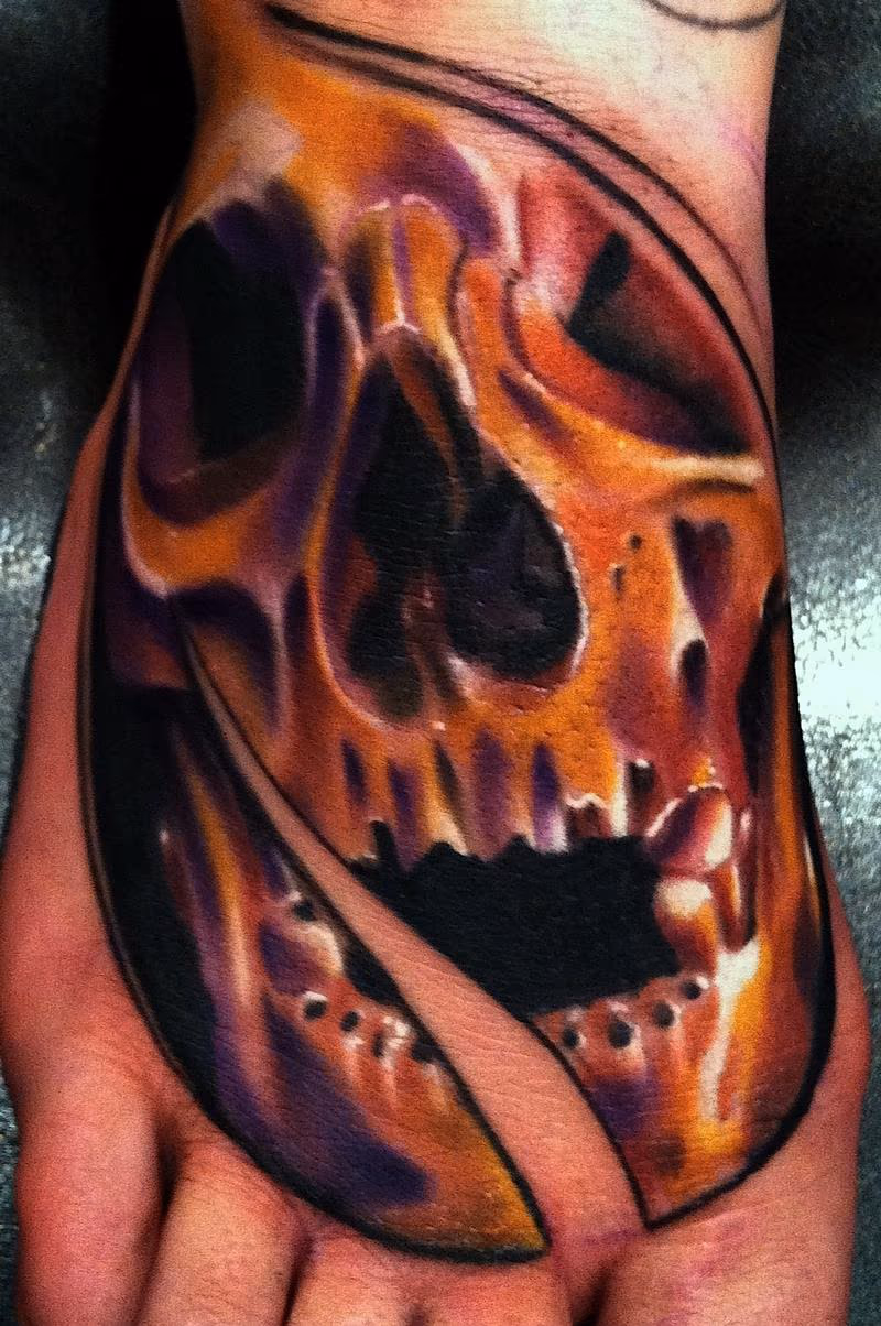 Realistic color skull tattoo Brent Olson Art Junkies