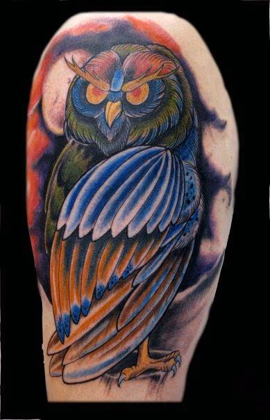 Color Owl Tattoo