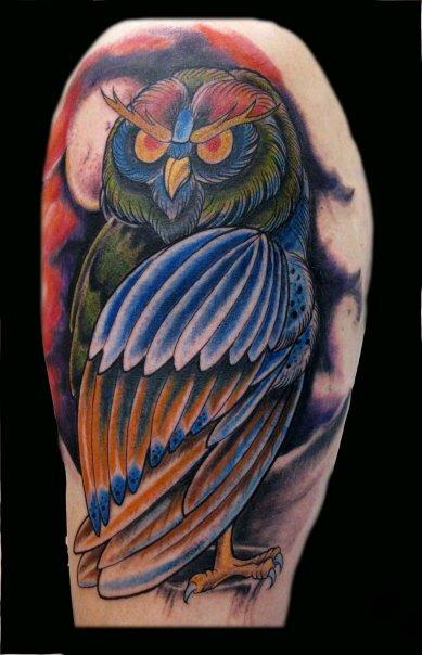 Color Owl Tattoo