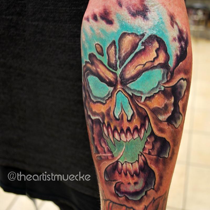 Muecke Freehand Skull Tattoo Art