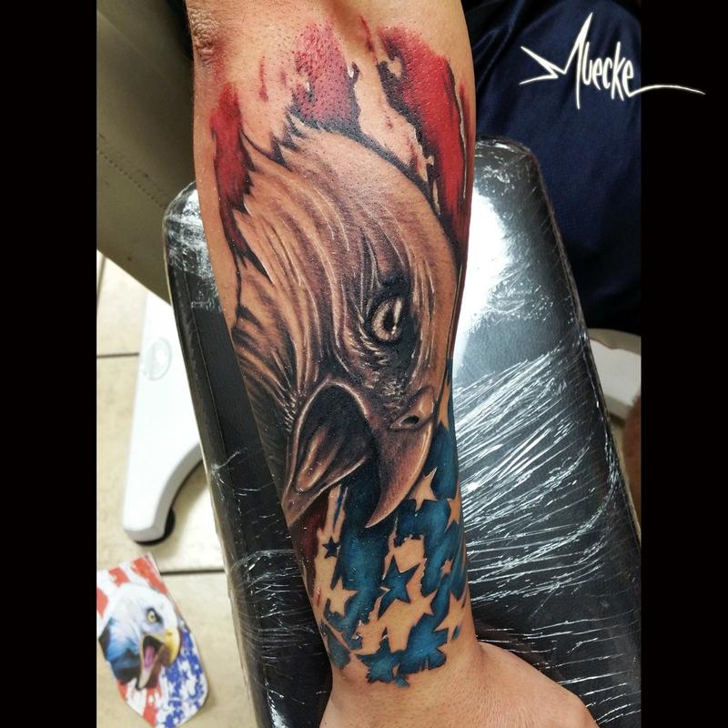 American eagle and flag patriotic tattoo