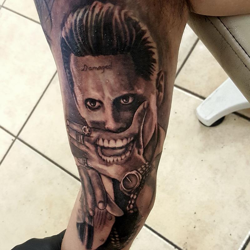 joker tattoo portrait new joker batman movie suicide squad