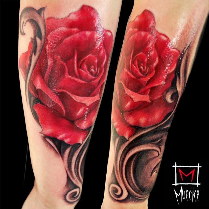 Rose filigree tattoo Muecke art