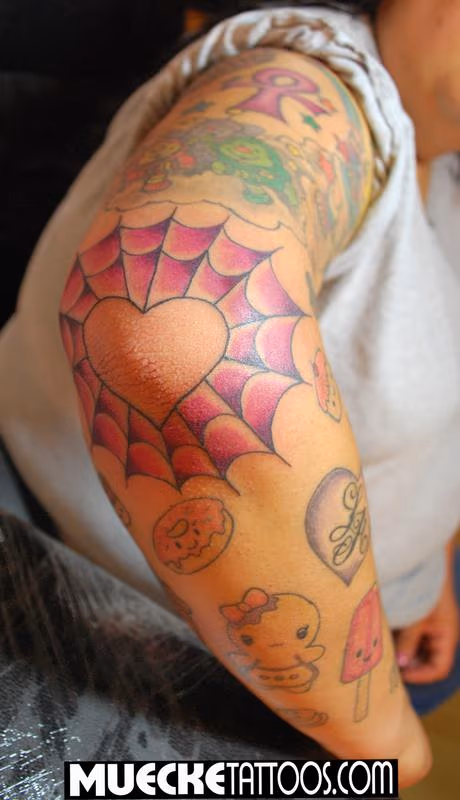 SpiderWeb Heart Tatto