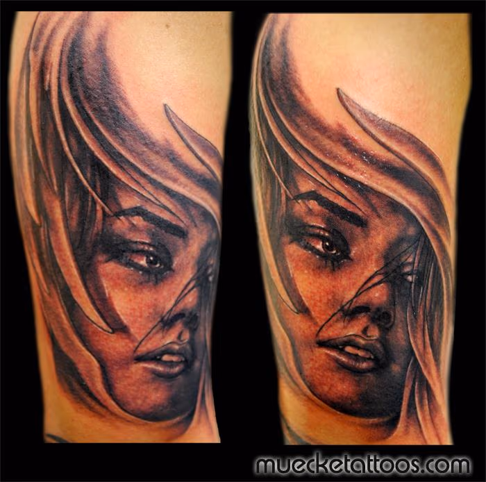 Fine Art Tattoo, Woman Portrait Tattoo