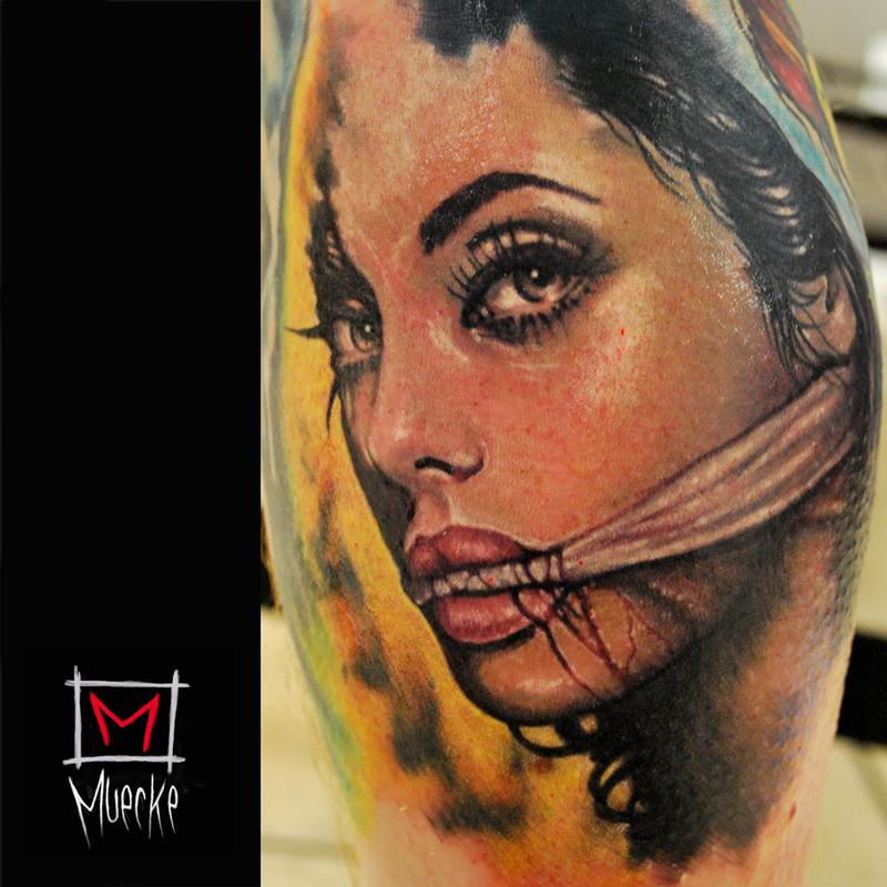 Muecke Custom Color Portrait Tattoo