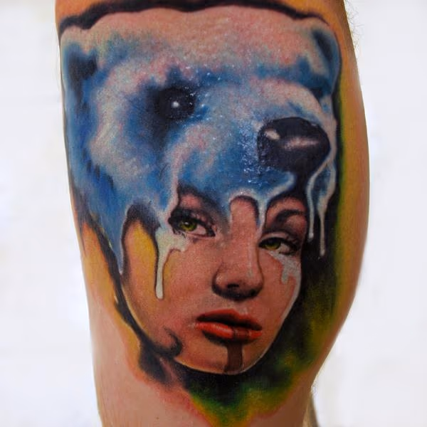 Custom Muecke Tattoo Melting Polarbear Girl