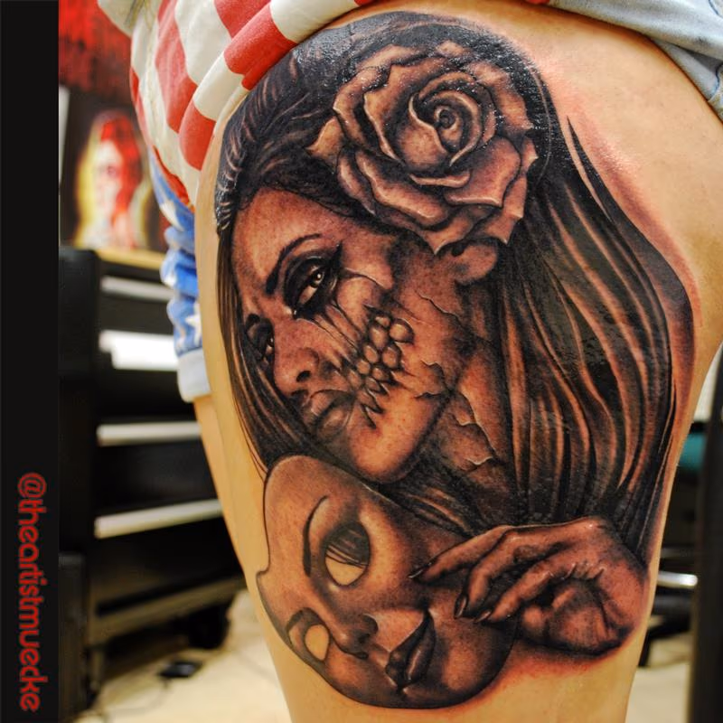 Calf tattoo