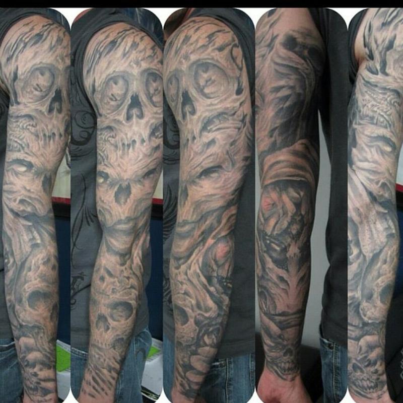 Black and grey skull sleeve