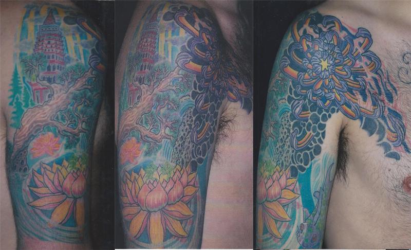 Japanese lotus with shrine and chrysanthemum chestplate