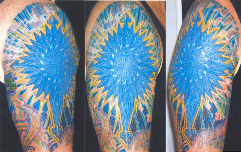 Color mandala cross geometric radiating light cover up