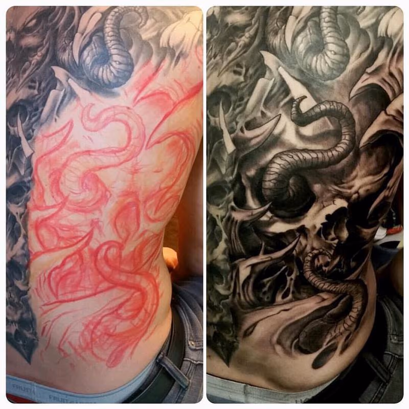 back piece skull tentacle