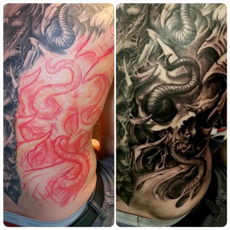 back piece skull tentacle