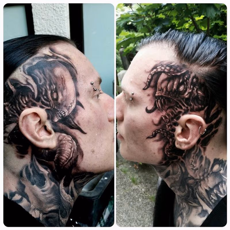 sides of Andy's head/face
