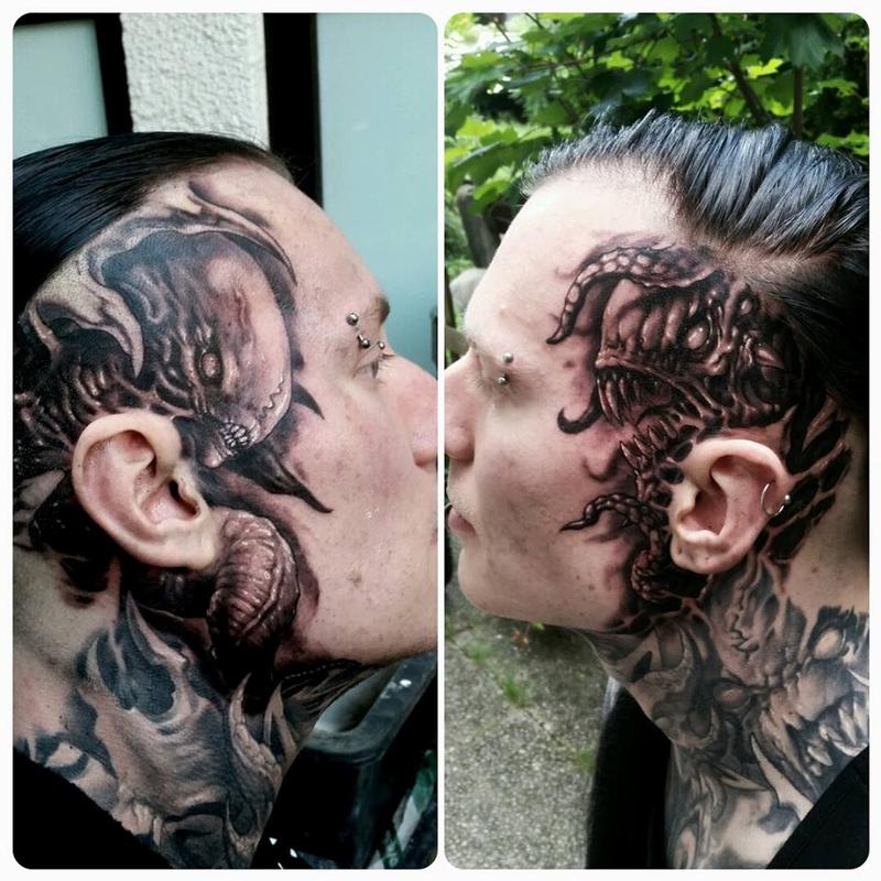 sides of Andy's head/face