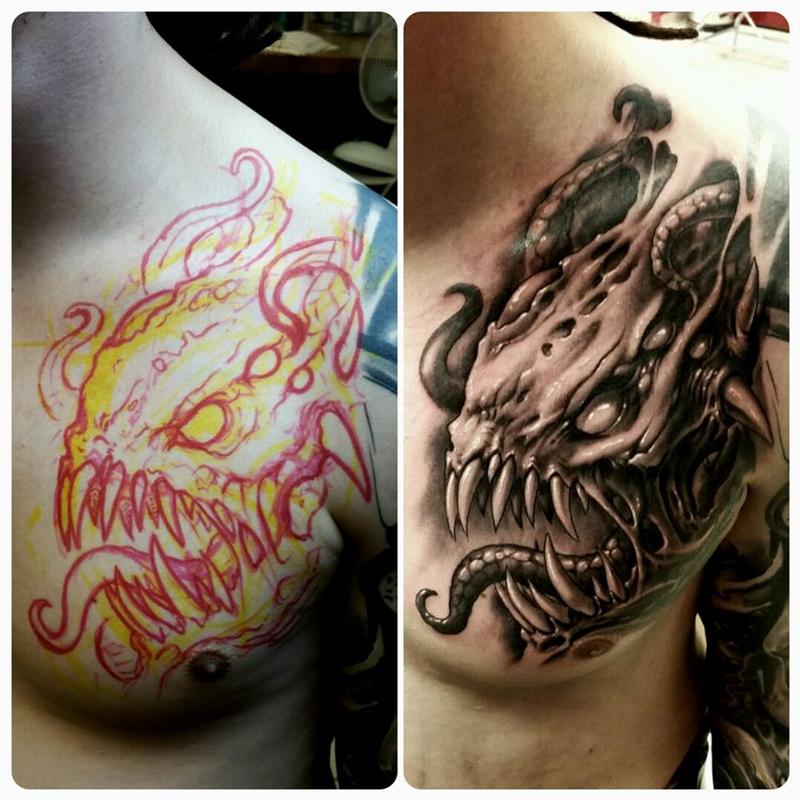 evil monster on chest