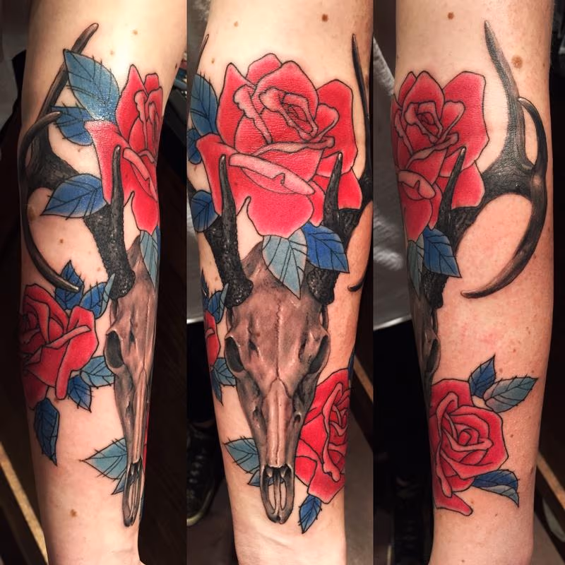 Skull and roses