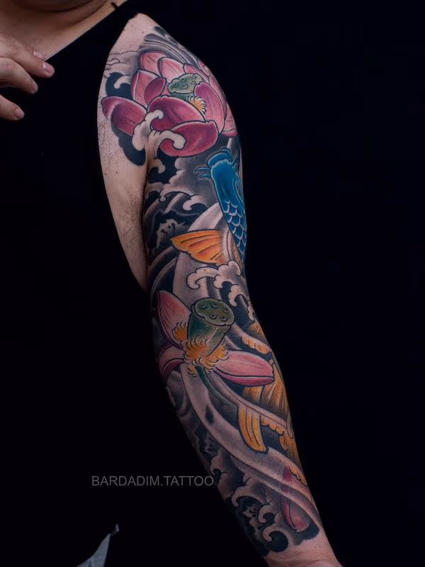 Japanese Sleeve Koi and Lotus