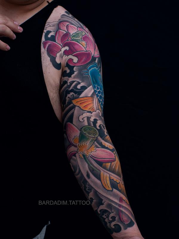 Japanese Sleeve Koi and Lotus