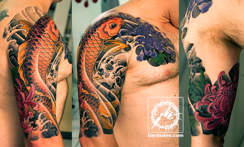 Koi fish half sleeve tattoo