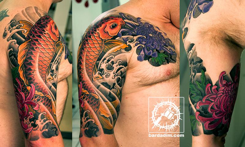 Koi fish half sleeve tattoo