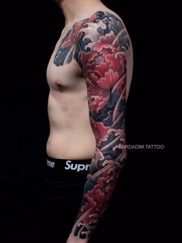 Botan Japanese Tattoo. Japanese Full Sleeve Tattoo