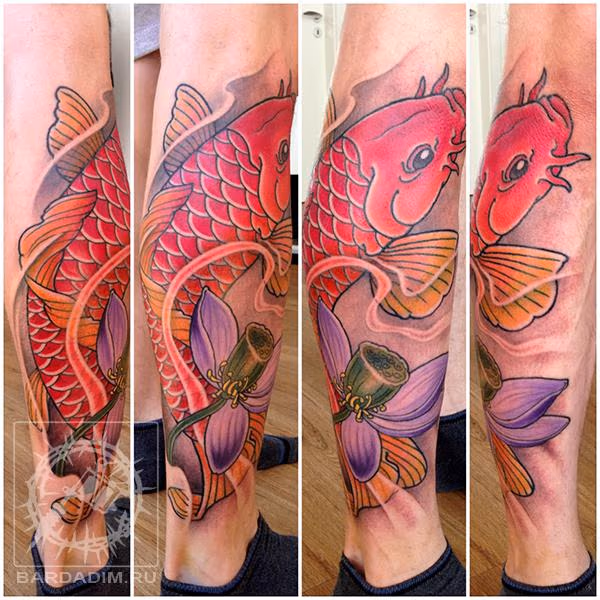 Koi and lotus tattoo