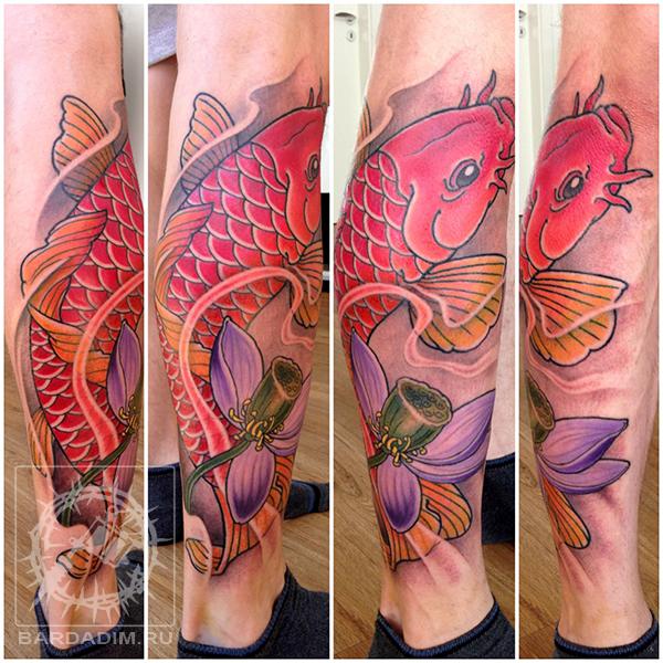 Koi and lotus tattoo