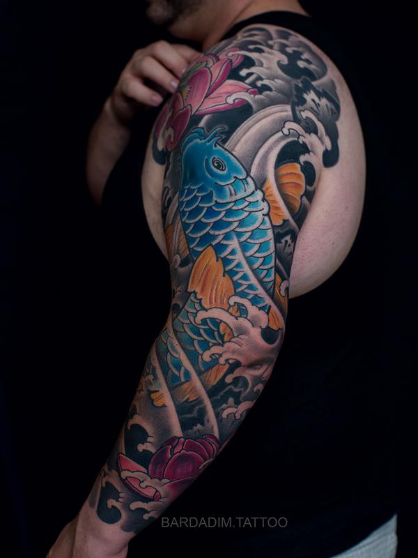 Japanese Sleeve Koi and Lotus