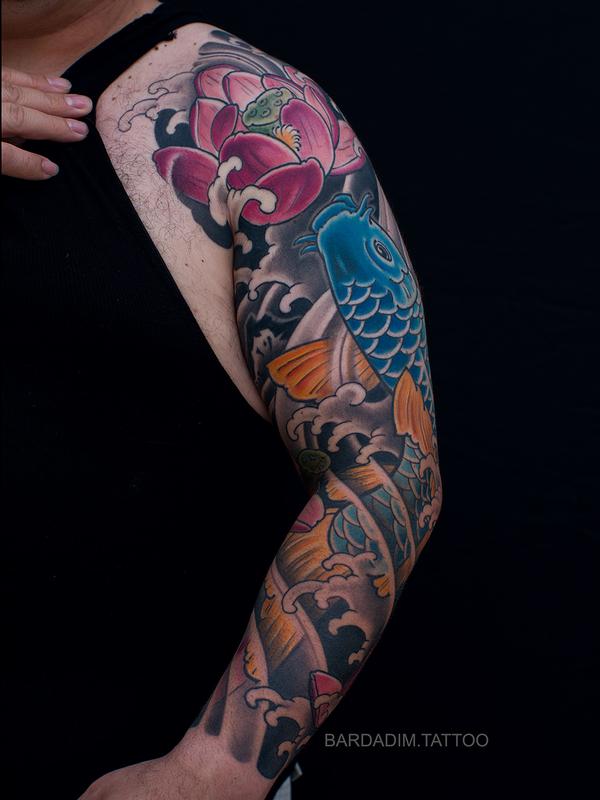 Japanese Sleeve Koi and Lotus