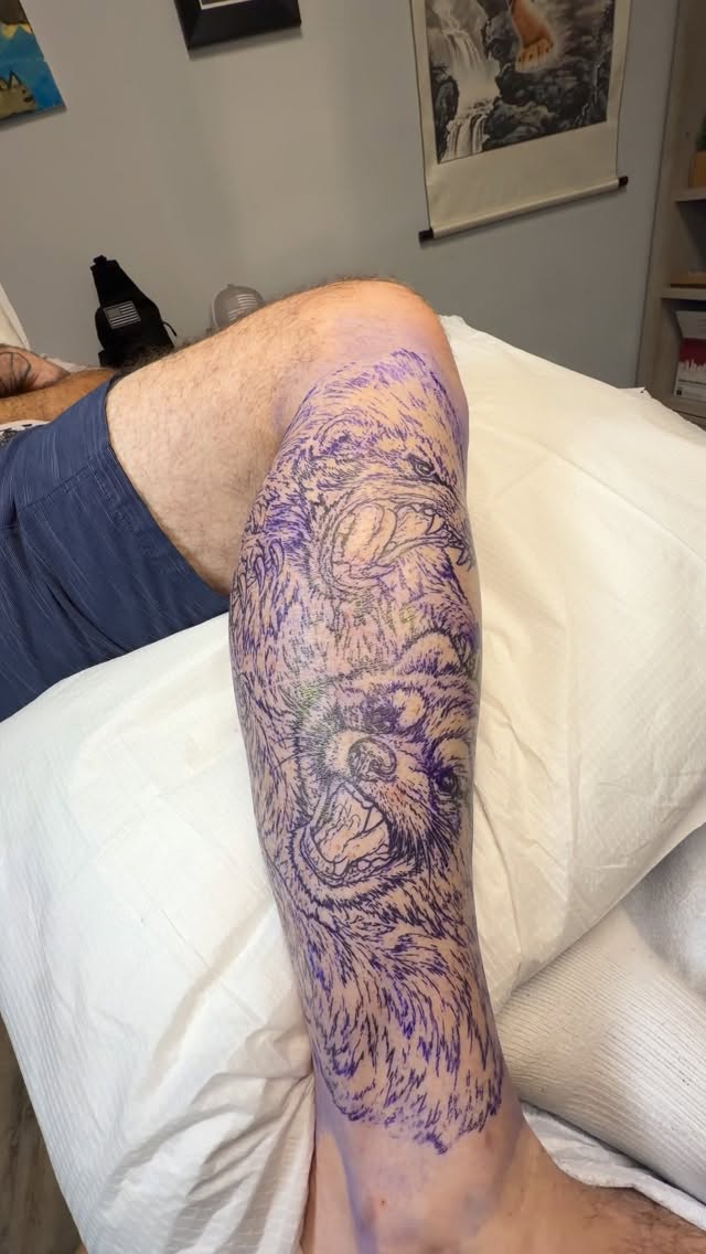 Honey badger and red panda battle leg sleeve