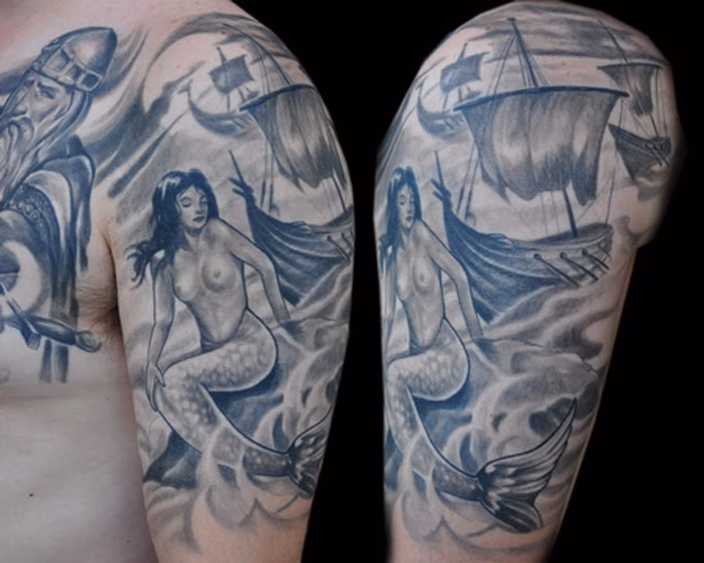 Viking Mermaid Half-Sleeve