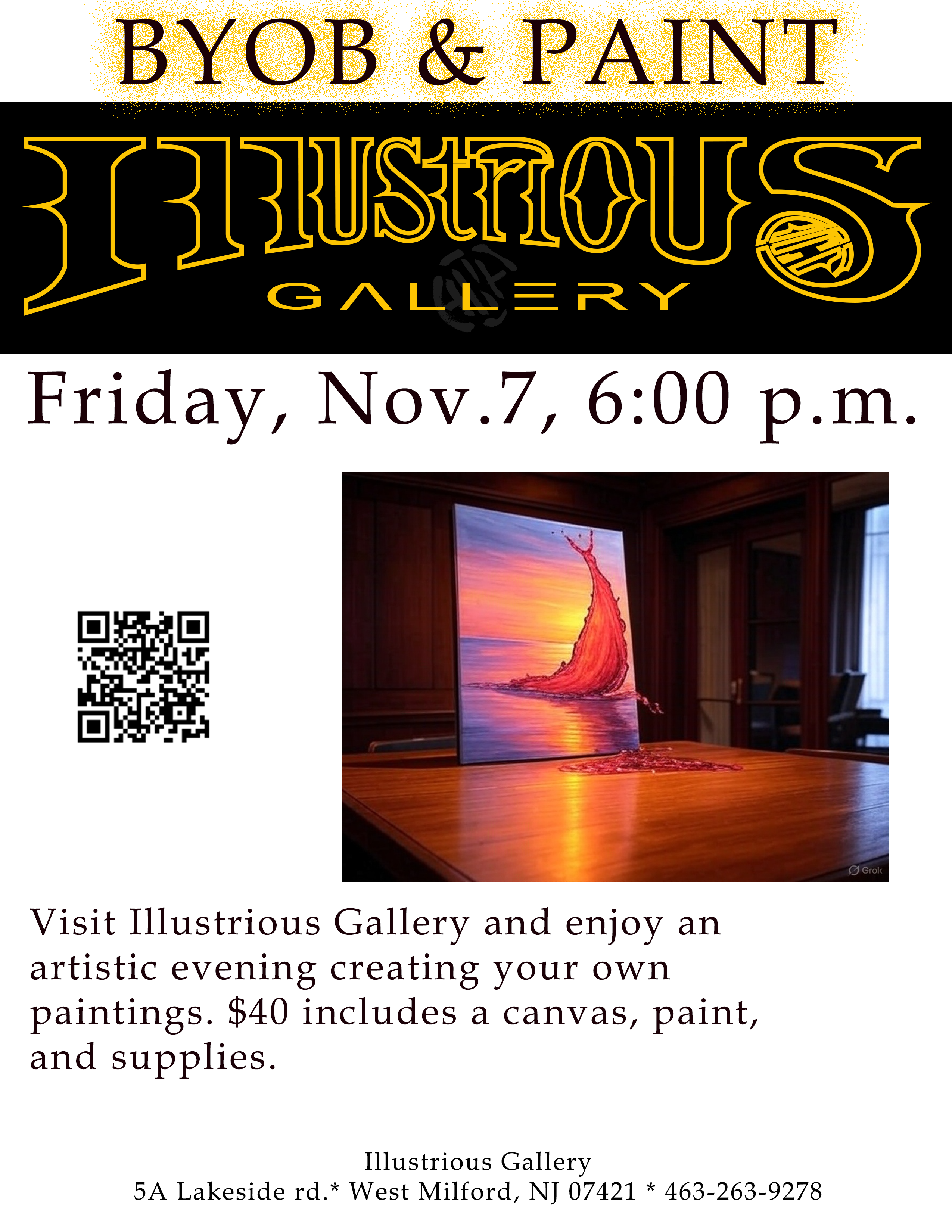 BYOB & Paint night at Illustrious Gallery