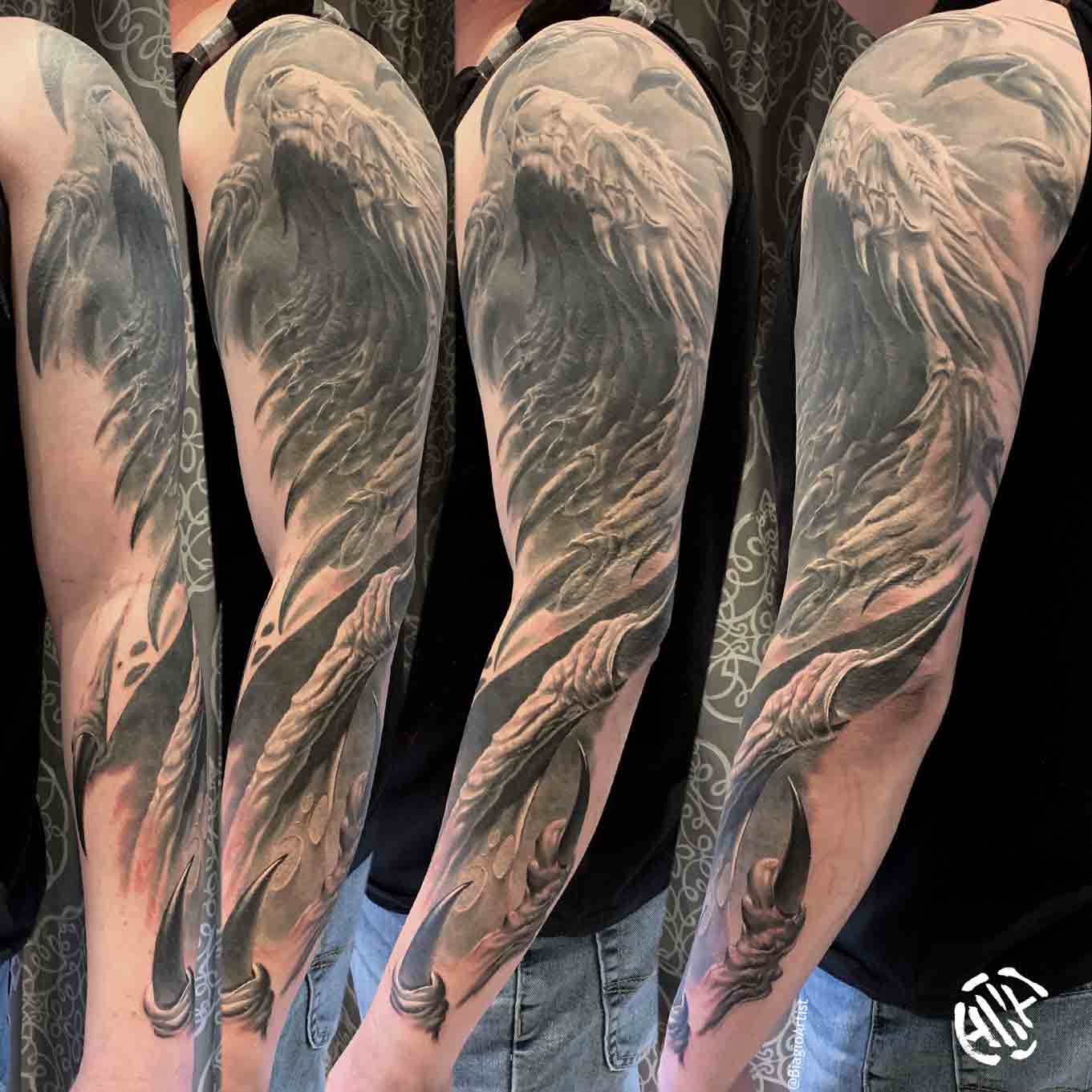 Dragon Bio Morph Sleeve Tattoo