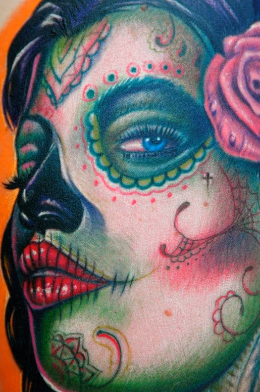 Sugar Skull Girl tattoo detail