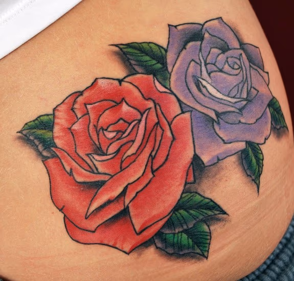 Red and Purple Roses tattoo