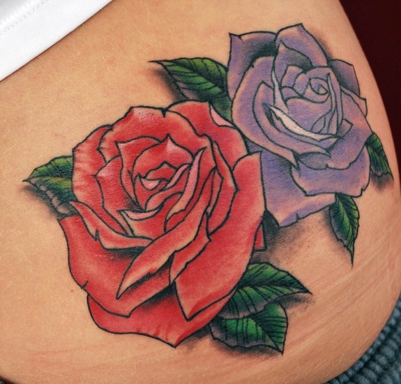 Red and Purple Roses tattoo