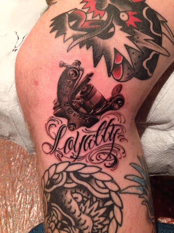 "Loyalty" Script and Tattoo Machine Tattoo