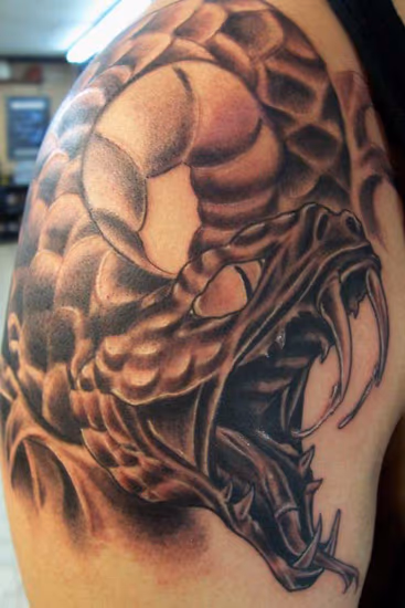 Attacking Snake Tattoo